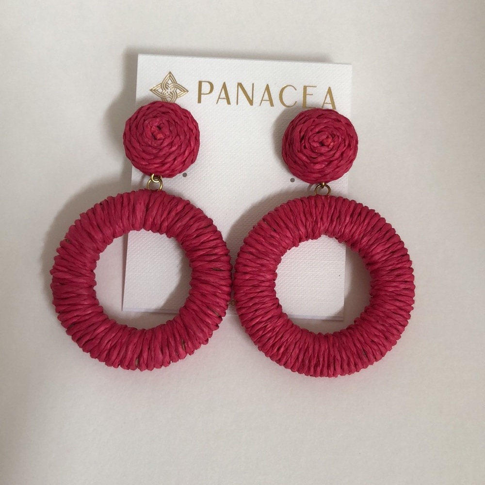 New Panacea Wrapped Circle Drop Earrings Pink